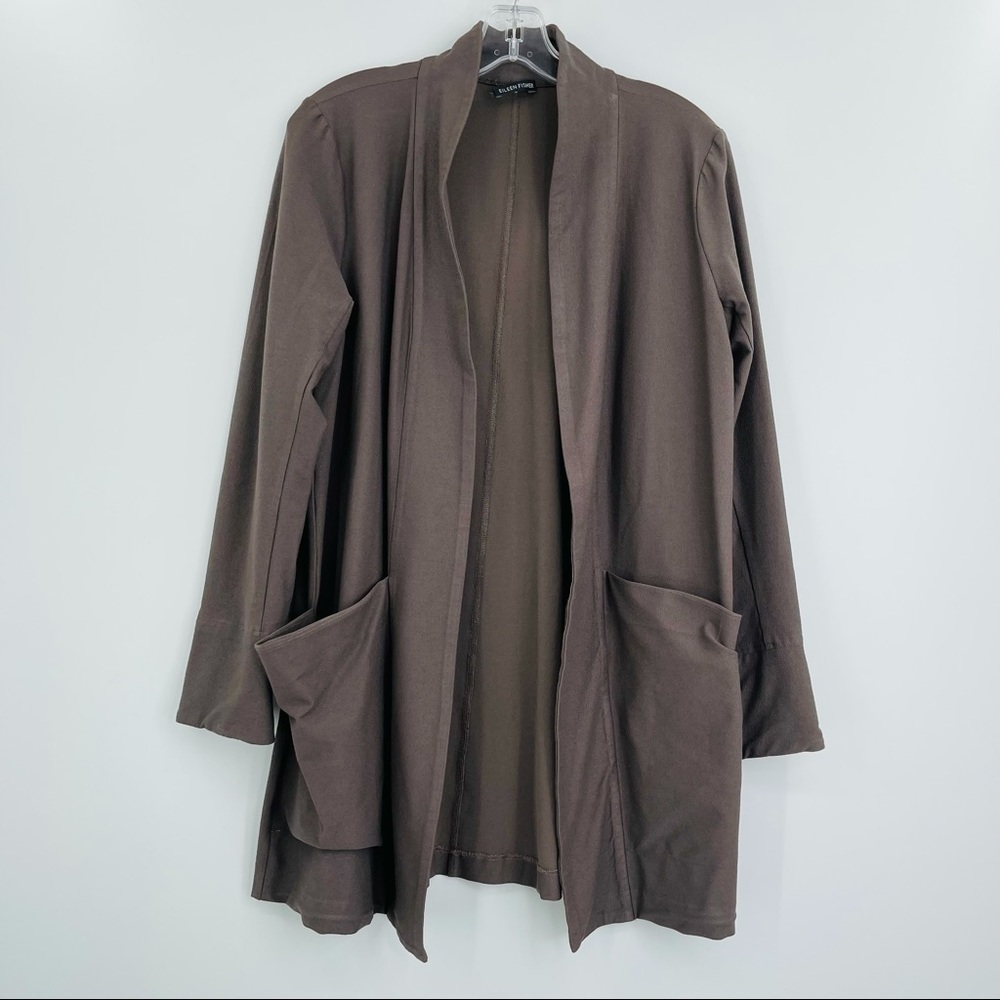 Eileen Fisher Open Front Slouchy Jacket Size L‎ Casual Brown